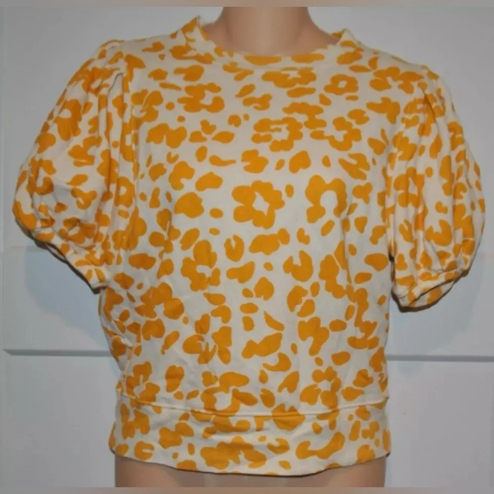 MOTHER The Curve Ball Sweatshirt Tee Puff Sleeve Top size S Womens - Picture 4 of 7